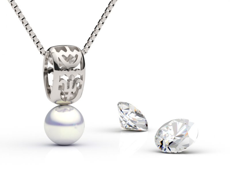 パール付きのジュエリーとダイヤモンド