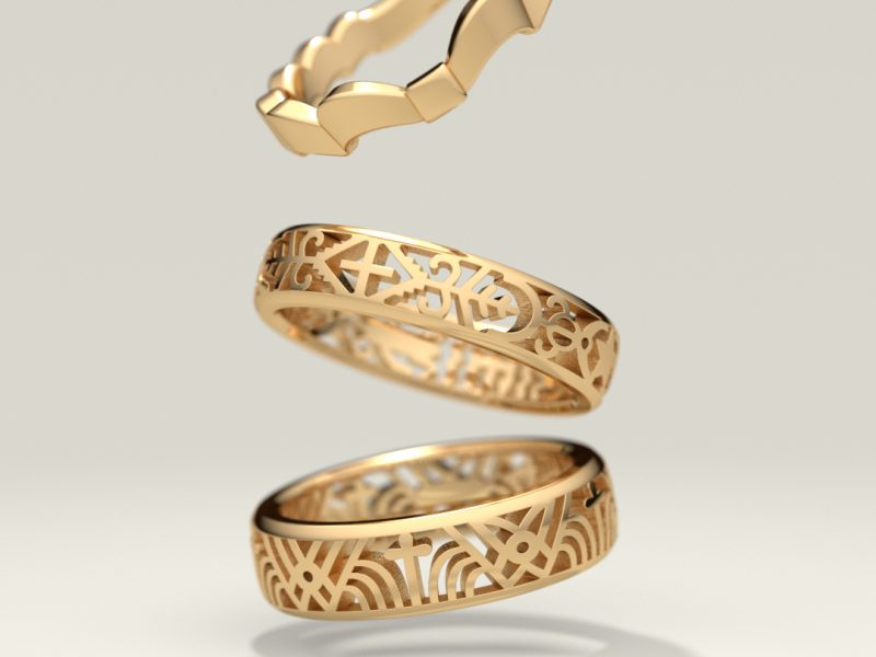 全周に模様が入った指輪